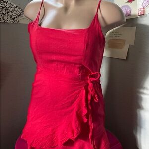 Princess Polly Red Wrap Dress with Spaghetti Straps